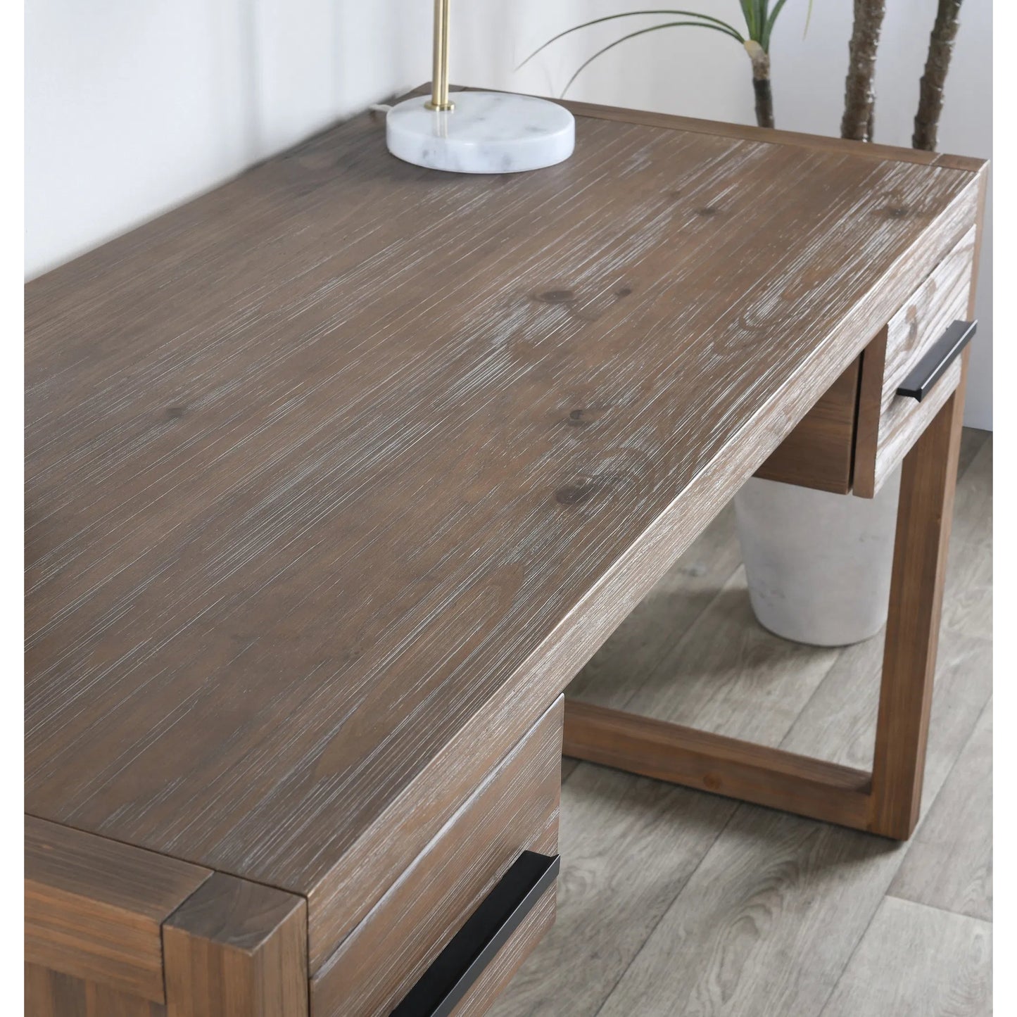 023 SI-2388550 | Lifestyle | Fenmore Desk by Kosas Home. Made from pine wood in a unique style.