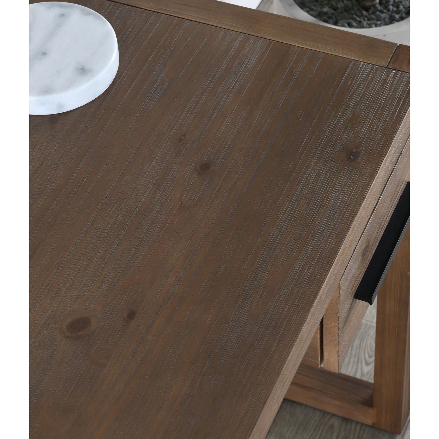012 SI-2388550 | Closeup | Fenmore Desk by Kosas Home. Made from pine wood in a unique style.