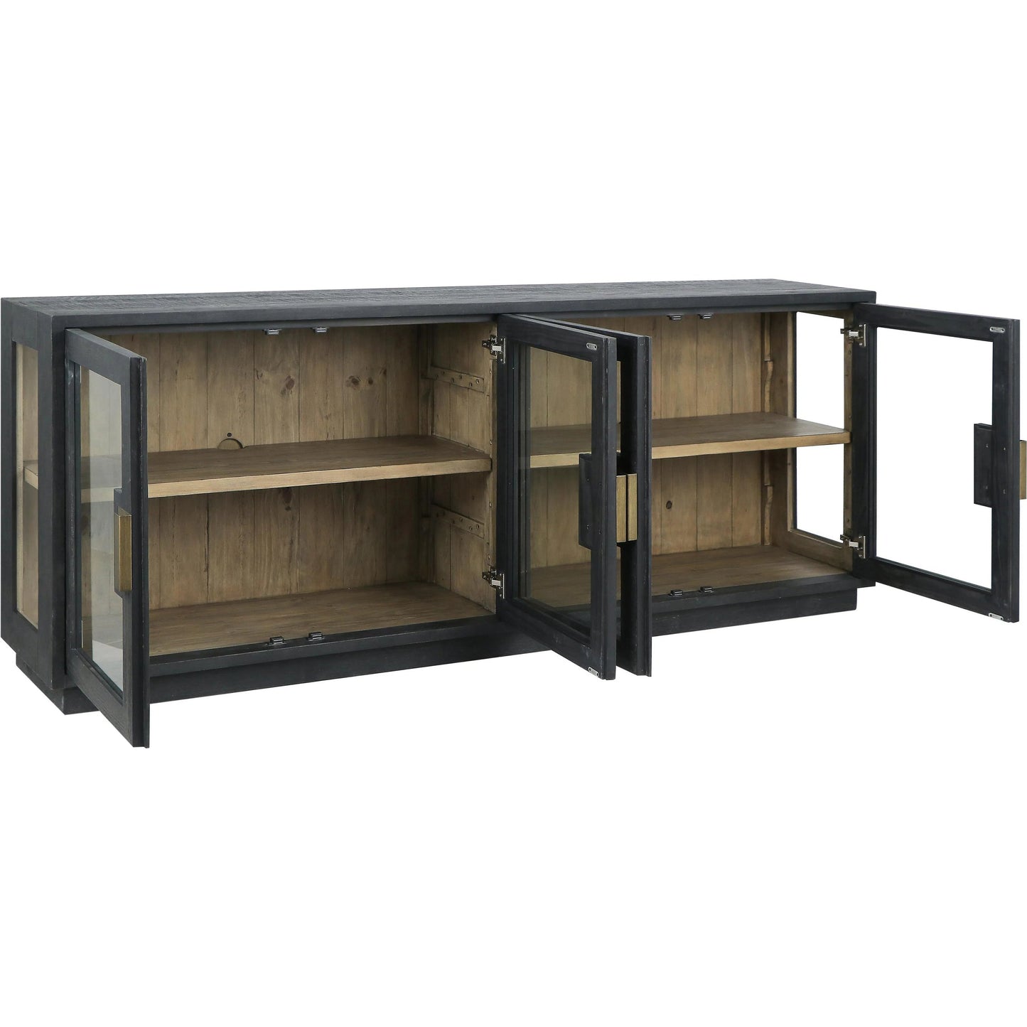010 SI-2237273 | Additional Silo | Larson 90" Glass Reclaimed Pine Wood Sideboard by Classic Home in black. Made from unique in a modern style.