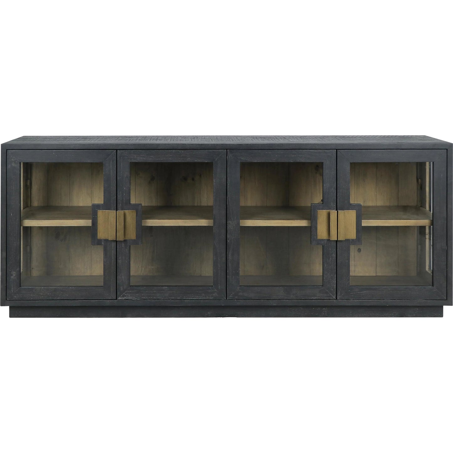 011 SI-2237273 | Additional Silo | Larson 90" Glass Reclaimed Pine Wood Sideboard by Classic Home in black. Made from unique in a modern style.