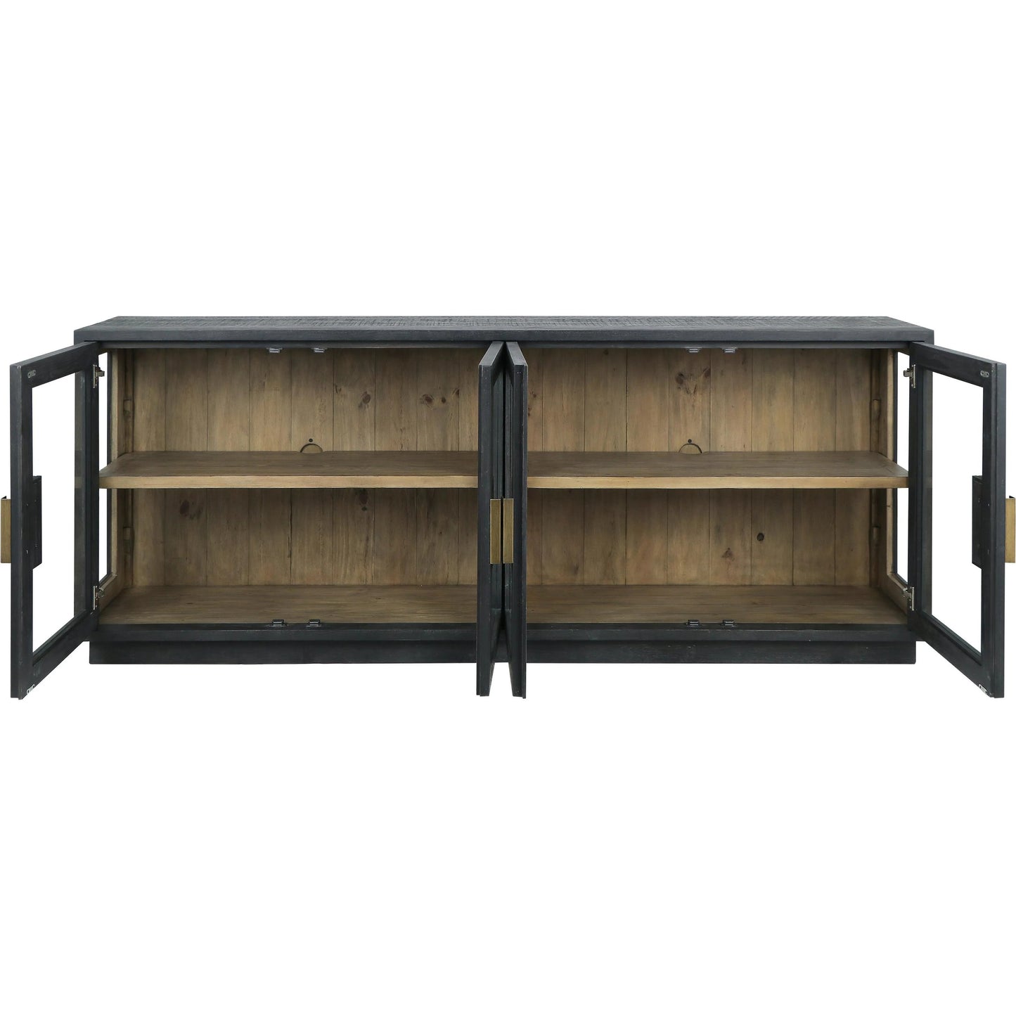 012 SI-2237273 | Additional Silo | Larson 90" Glass Reclaimed Pine Wood Sideboard by Classic Home in black. Made from unique in a modern style.