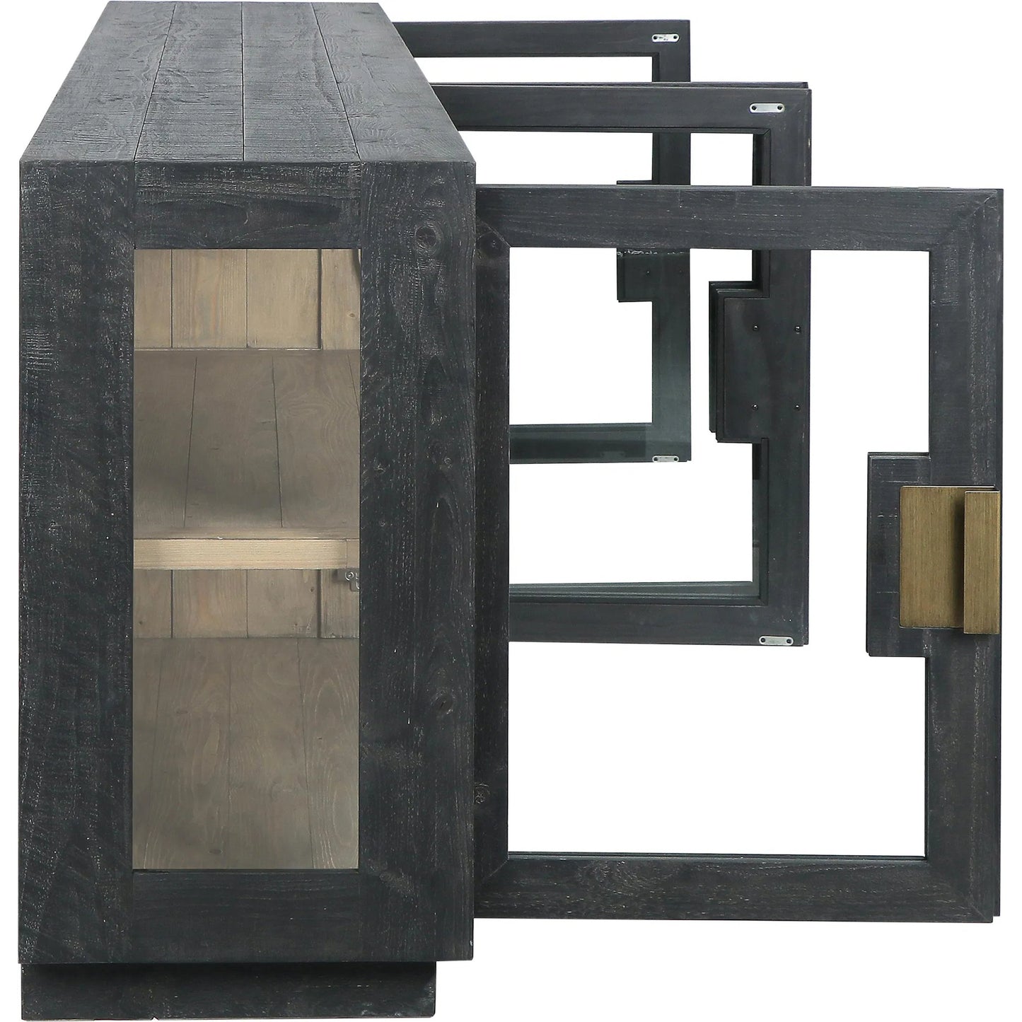 004 SI-2237273 | Additional Silo | Larson 90" Glass Reclaimed Pine Wood Sideboard by Classic Home in black. Made from unique in a modern style.
