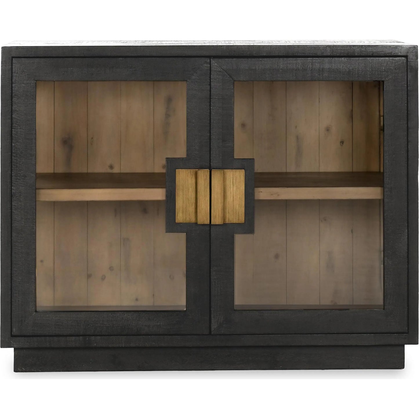 010 SI-2237280 | Additional Silo | Larson Two-Door Glass Oak Wood Cabinet by Classic Home in black. Made from unique in a modern style.