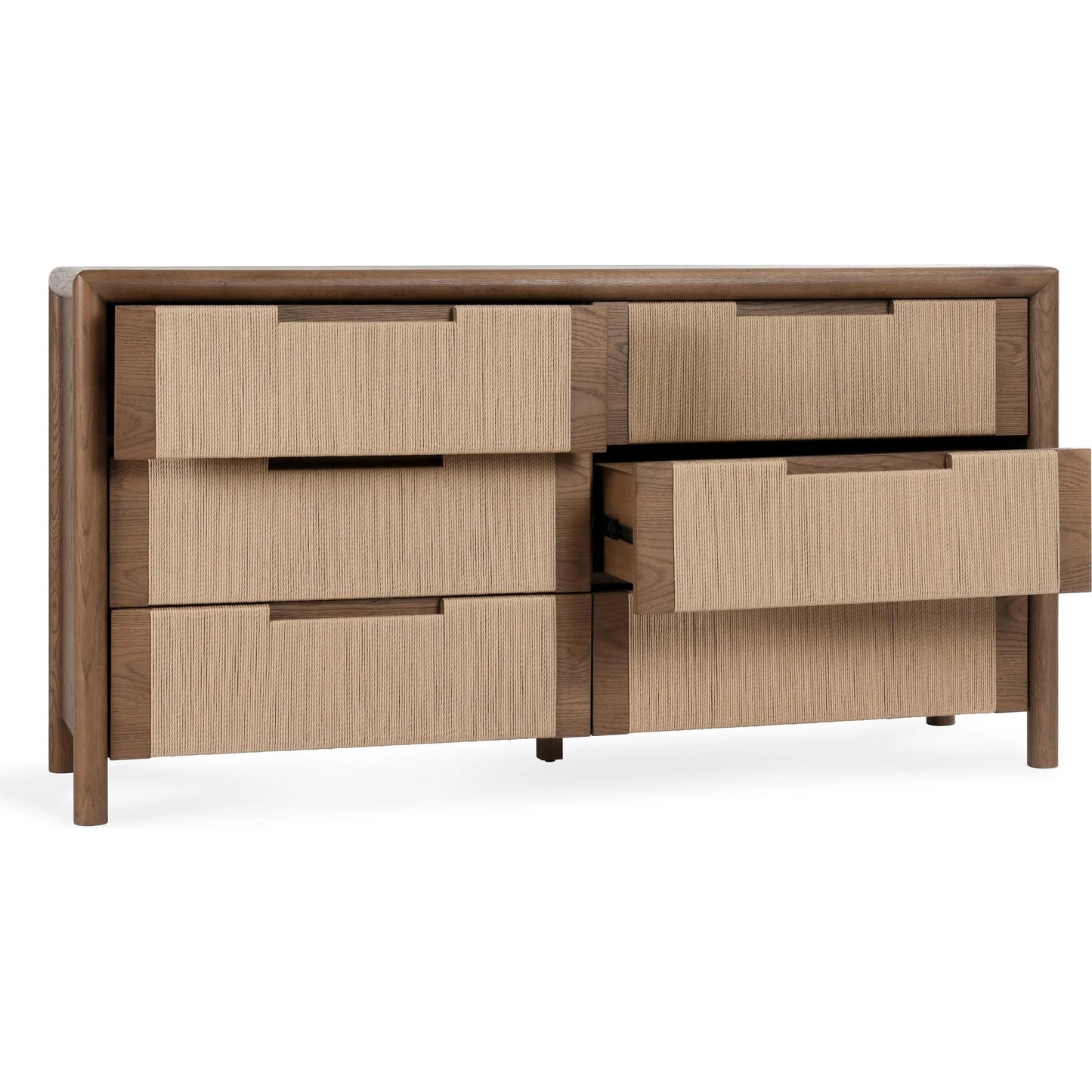 004 SI-2238849 | Additional Silo | Corda 6-Drawer Dresser by Classic Home in nut brown, natural. Made from oak wood, rope in a transitional style.