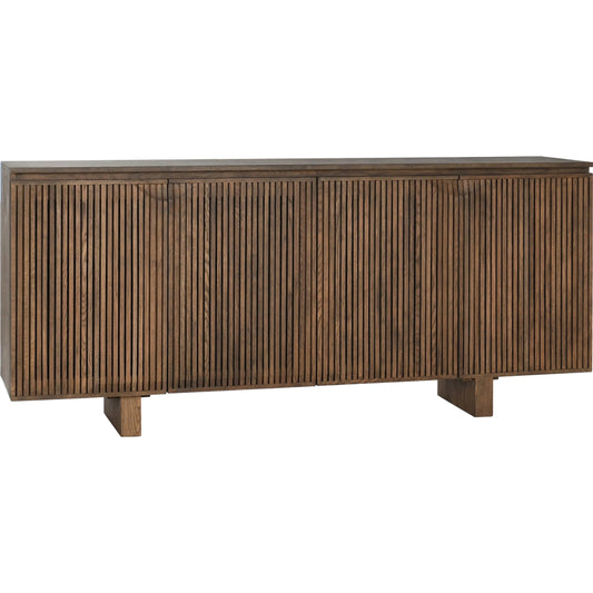 Roya 82" Oak Wood 3-Door Sideboard Buffet by Classic Home in brown. Made from oak veneer in a traditional style.