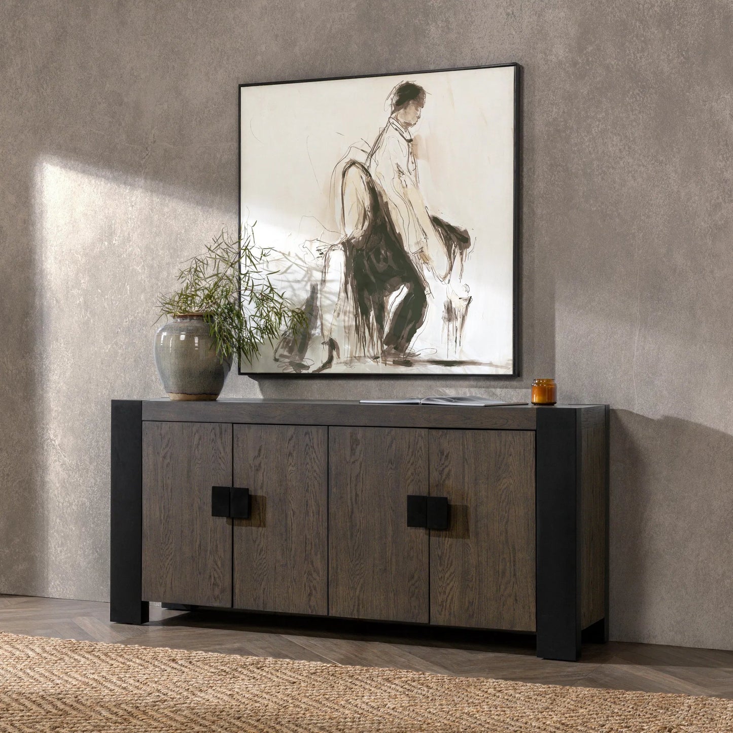 006 SI-2518834 | Lifestyle | Deaven Buffet by Classic Home in toasted brown. Made from oak veneer in a transitional style.