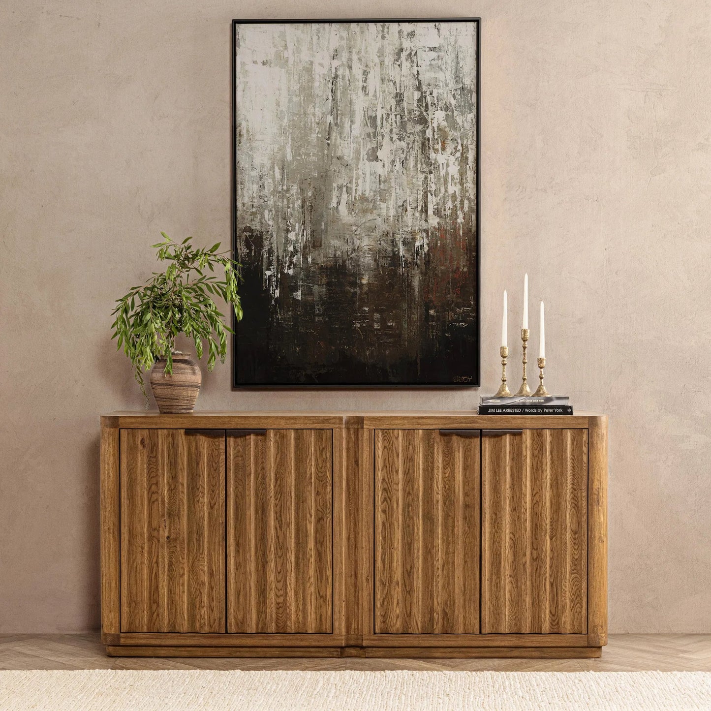 006 SI-2533215 | Lifestyle | Labelle Sideboard Buffet by Classic Home in tan oak. Made from oak veneer in a unique style.