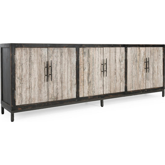 Lisbon Reclaimed Pine 6 Door Sideboard by Classic Home in brown. Made from reclaimed pine in a modern style.