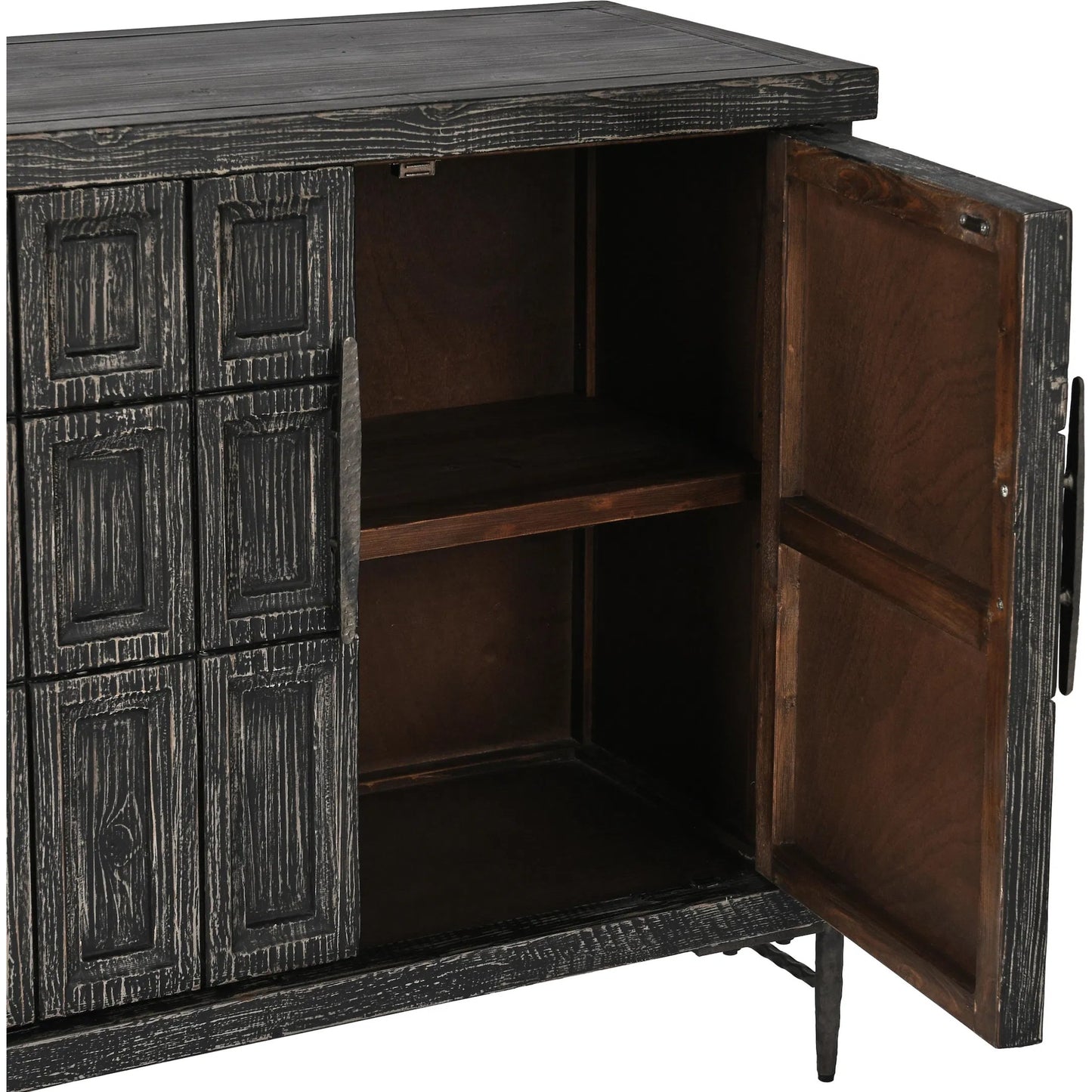 009 SI-2353846 | Closeup | Willmark 6-Door Reclaimed Pine Wood Sideboard Buffet by Classic Home. Made from reclaimed pine in a traditional style.