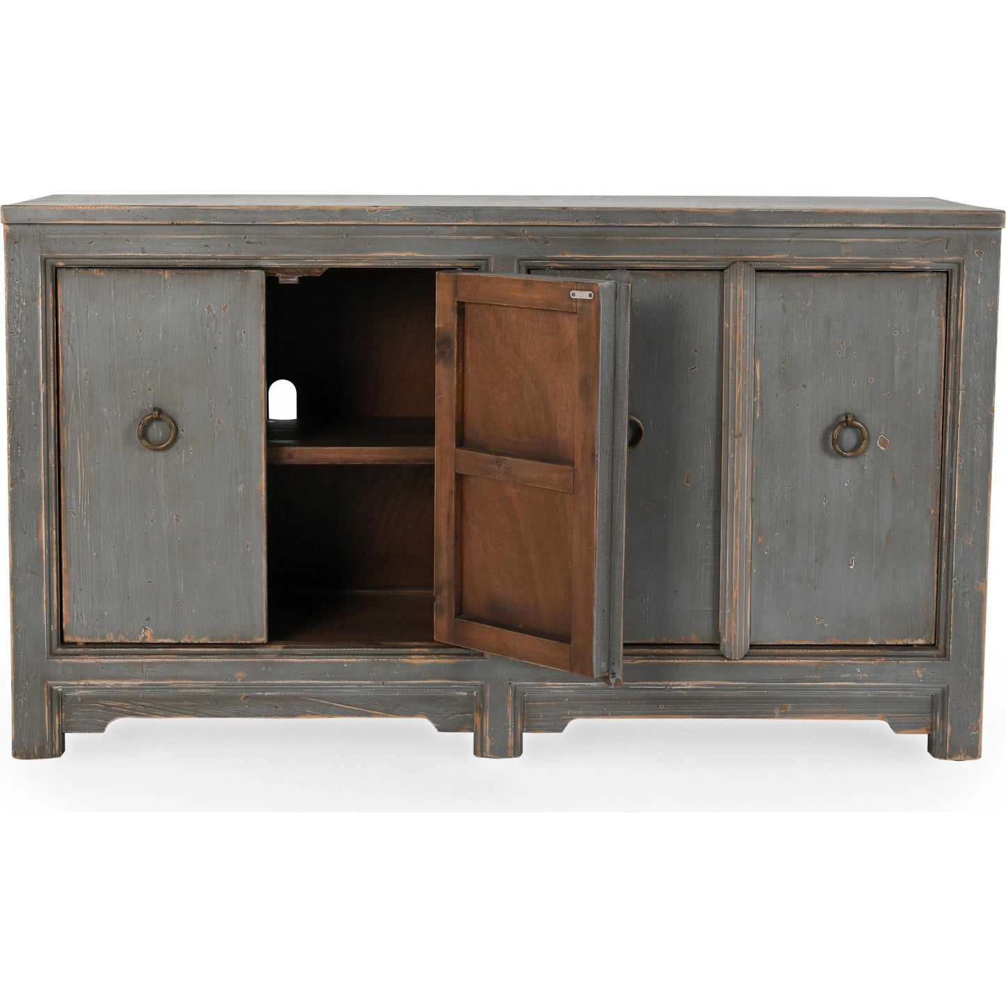 010 SI-2353776 | Additional Silo | Amherst 4-Drawer Reclaimed Pine Wood Sideboard Buffet by Classic Home in gray. Made from reclaimed pine in a rustic style.