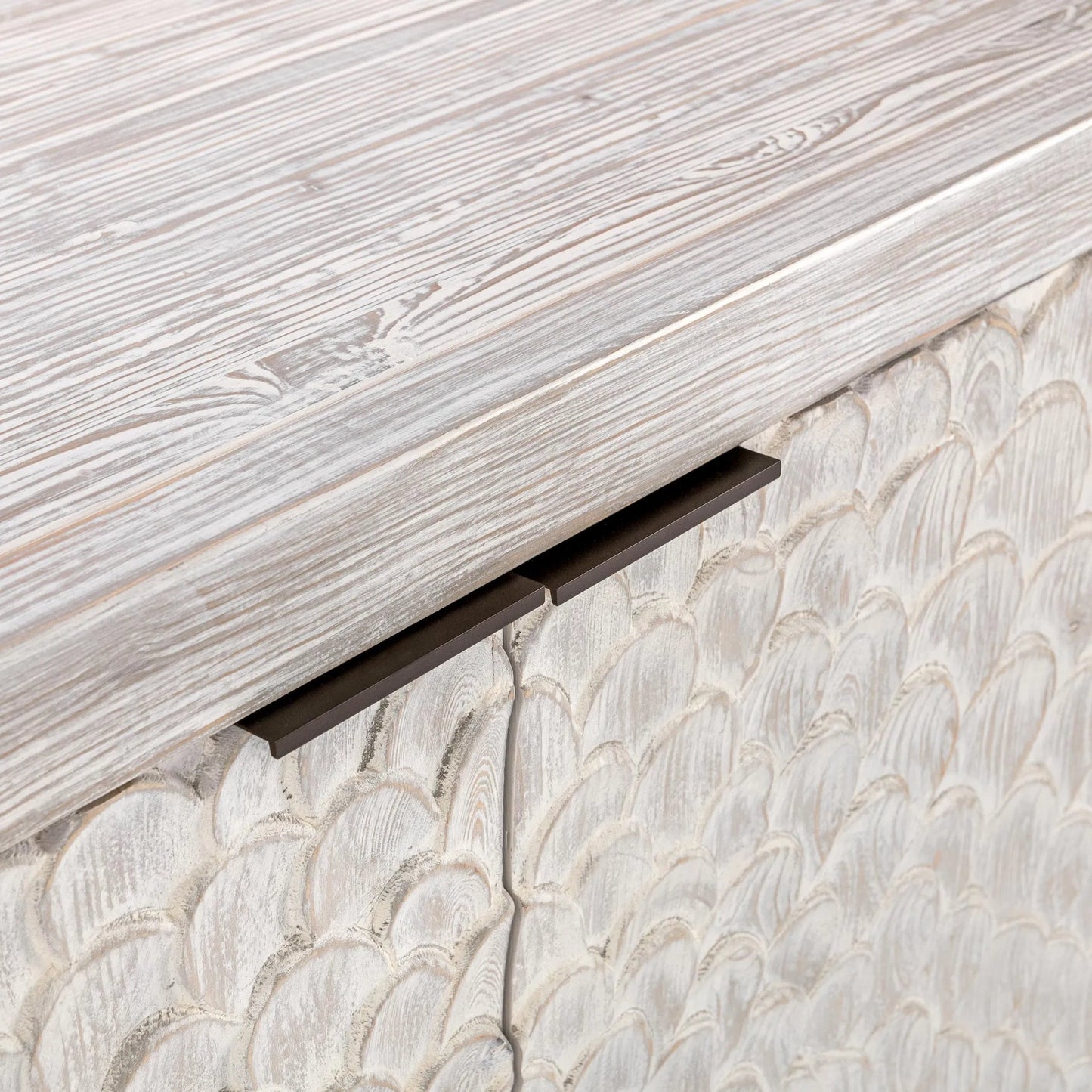 007 SI-2162598 | Closeup | Astrid 4DR Sideboard Vintage by Classic Home in cream. Made from reclaimed pine in a modern style.