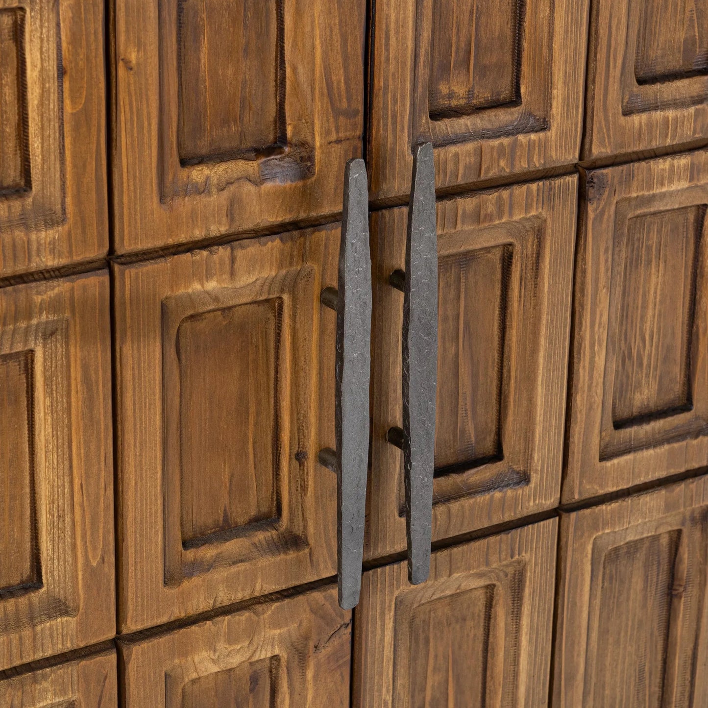 009 SI-2259093 | Closeup | Willmark 6-Door Reclaimed Pine Sideboard Buffet by Classic Home in brown. Made from reclaimed pine in a traditional style.