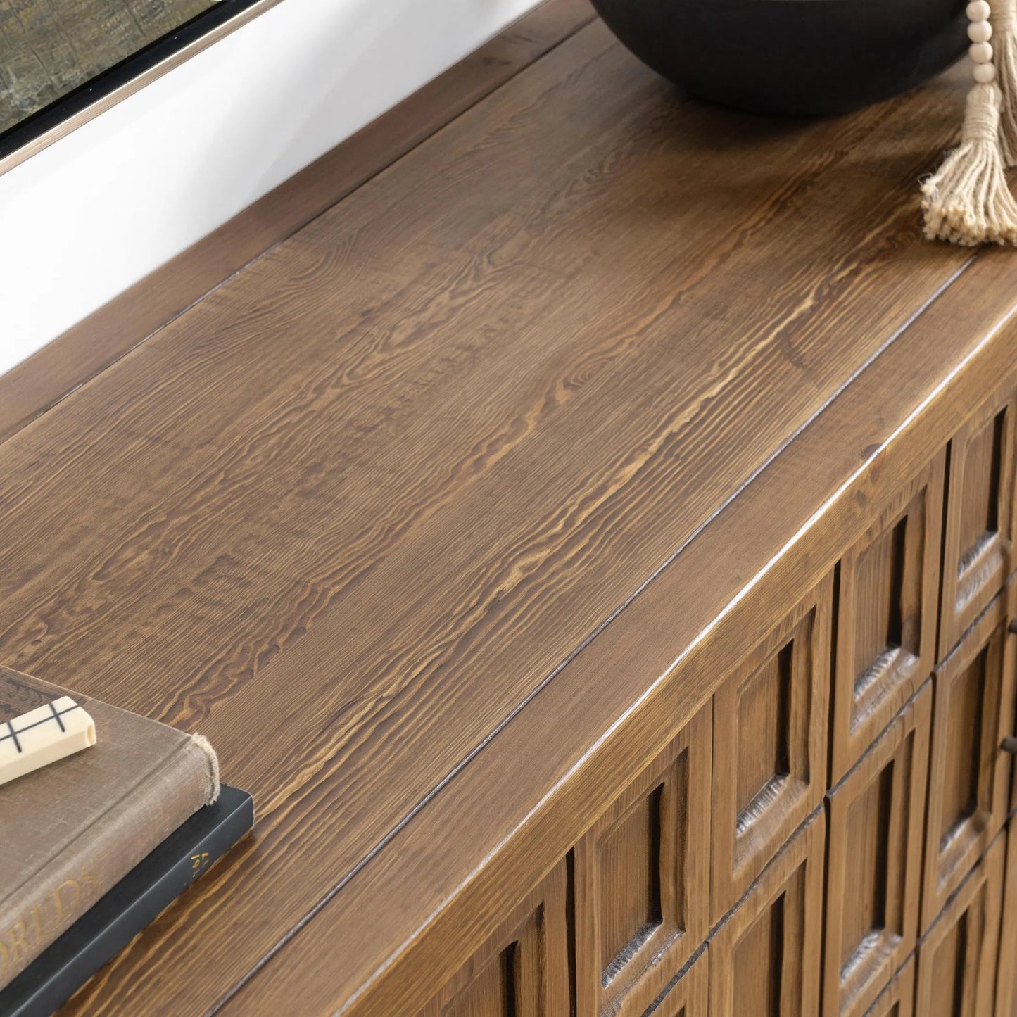 006 SI-2259093 | Closeup | Willmark 6-Door Reclaimed Pine Sideboard Buffet by Classic Home in brown. Made from reclaimed pine in a traditional style.