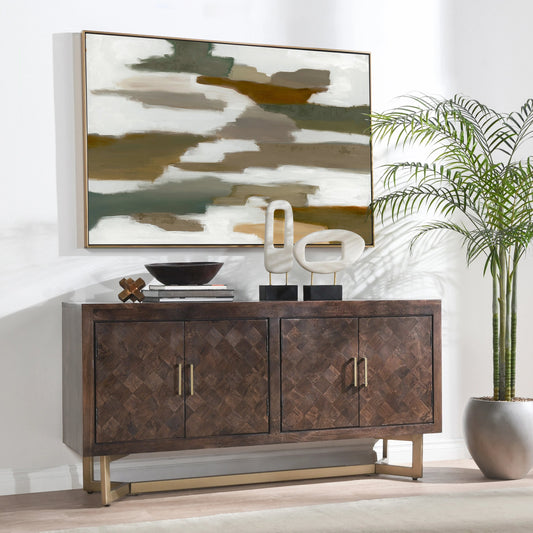 Kensie Sideboard by Classic Home in brown. Made from mango wood, iron base in a modern style.