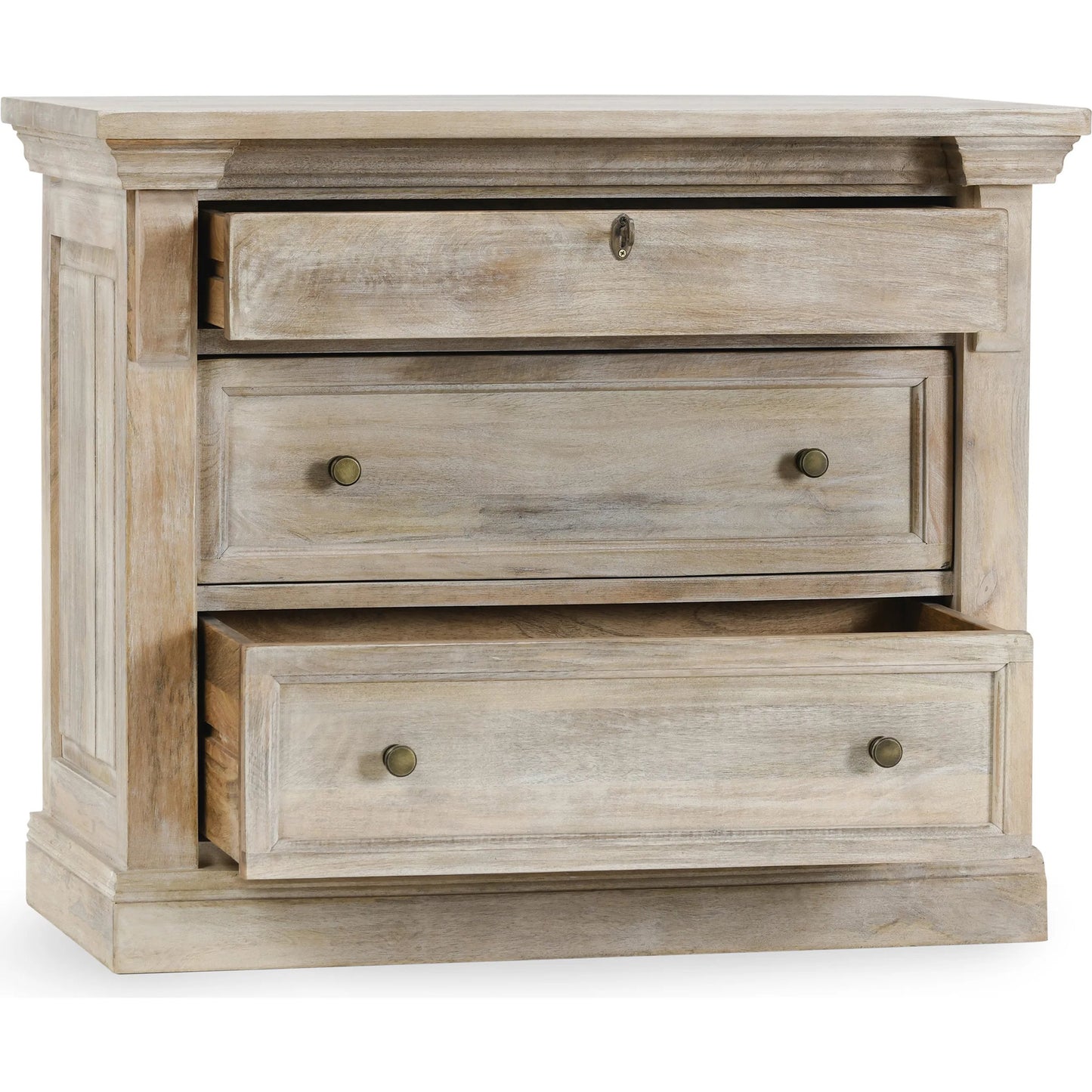 004 SI-2249244 | Additional Silo | Adelaide Three-Door Mango Wood Nightstand by Classic Home in white wash. Made from mango wood in a transitional style.