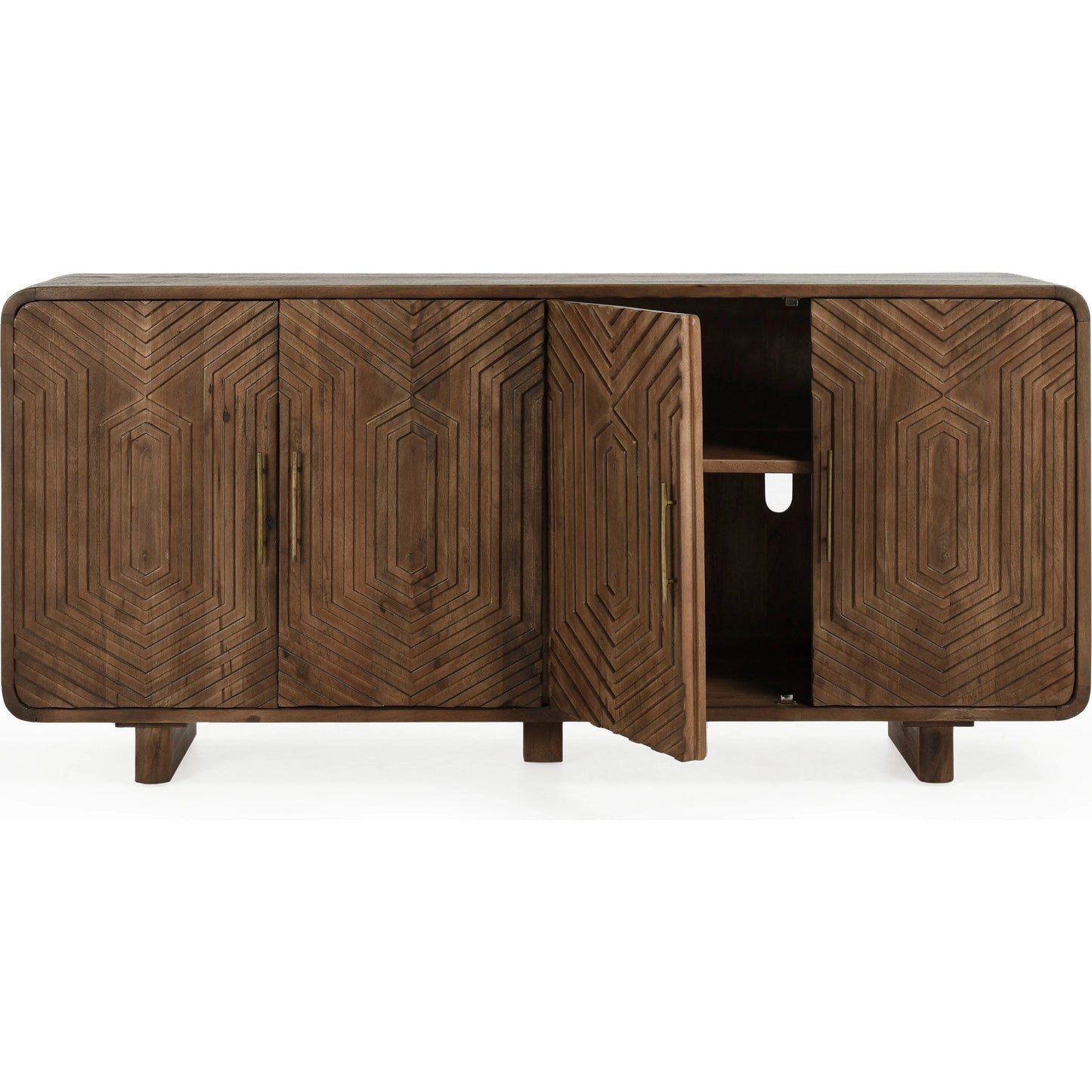 004 SI-2160304 | Additional Silo | Holmes Four Door Mango Wood Sideboard by Classic Home in brown. Made from mango wood in a modern style.