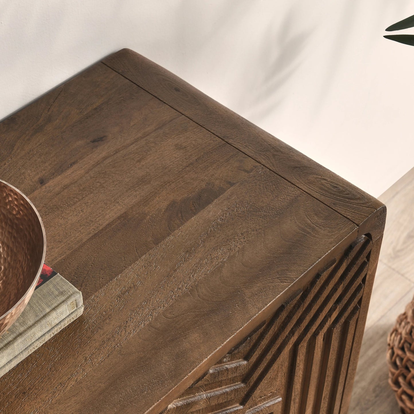 007 SI-2160304 | Closeup | Holmes Four Door Mango Wood Sideboard by Classic Home in brown. Made from mango wood in a modern style.