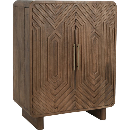 Holmes Mango Wood Carved Bar Cabinet by Classic Home in brown. Made from mango wood in a modern style.