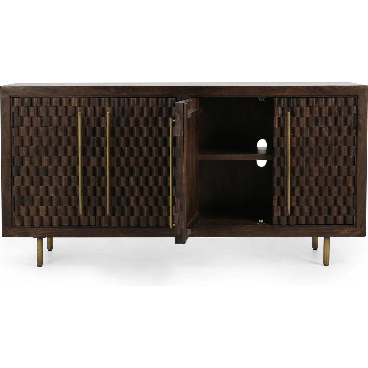 004 SI-2078752 | Additional Silo | Norwood 4 Door Sideboard by Classic Home in brown. Made from mango wood with iron pull handles in a transitional style.