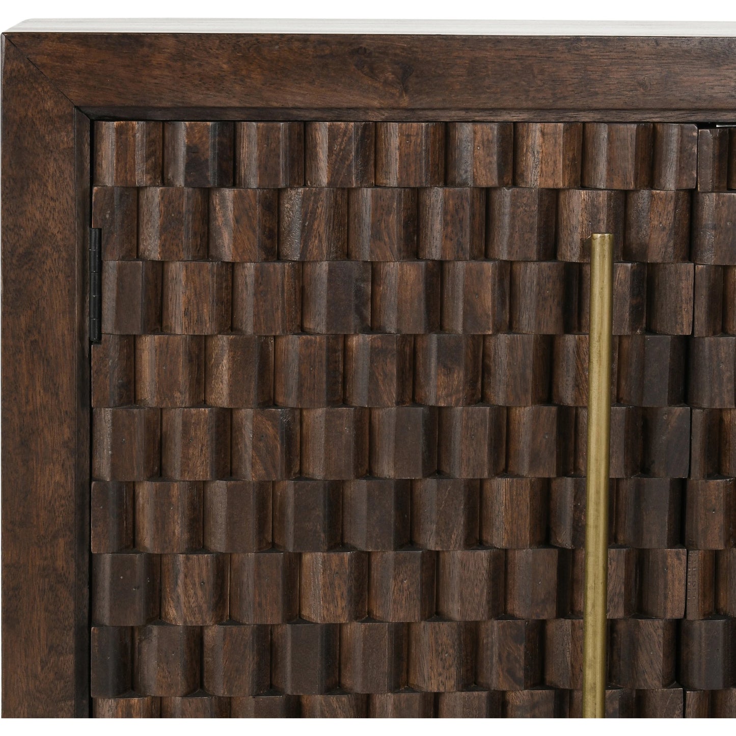 007 SI-2078752 | Closeup | Norwood 4 Door Sideboard by Classic Home in brown. Made from mango wood with iron pull handles in a transitional style.