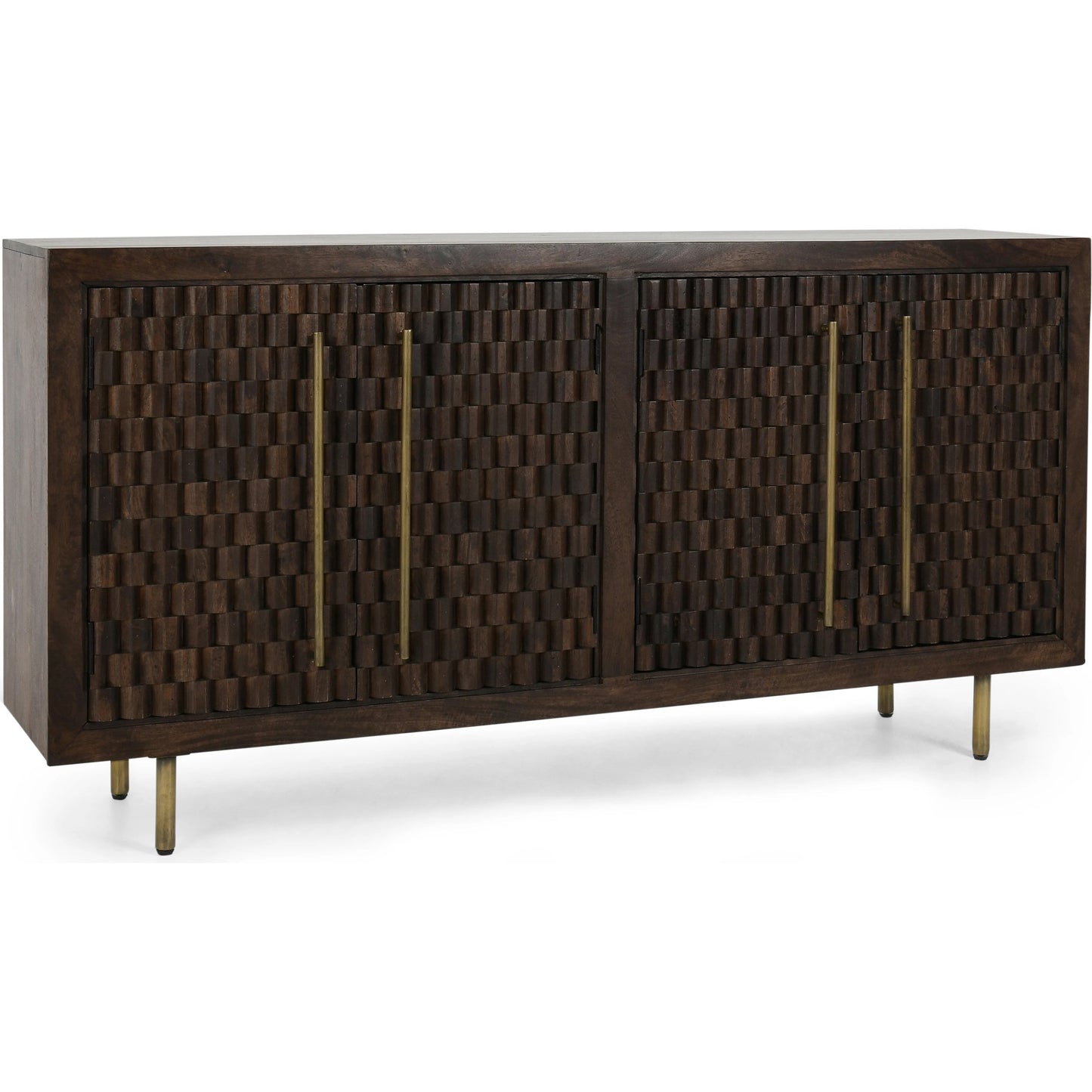 001 SI-2078752 | Primary Silo | Norwood 4 Door Sideboard by Classic Home in brown. Made from mango wood with iron pull handles in a transitional style.