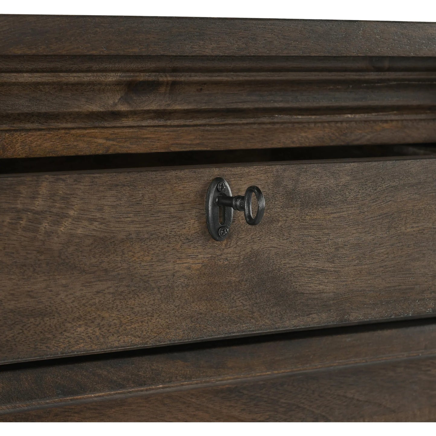 005 SI-2238866 | Closeup | Adelaide Six-Drawer Mango Wood Chest Dresser by Classic Home in cocoa brown. Made from mango wood in a traditional style.