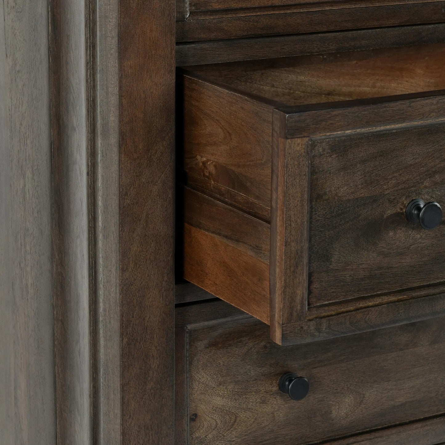007 SI-2238866 | Closeup | Adelaide Six-Drawer Mango Wood Chest Dresser by Classic Home in cocoa brown. Made from mango wood in a traditional style.