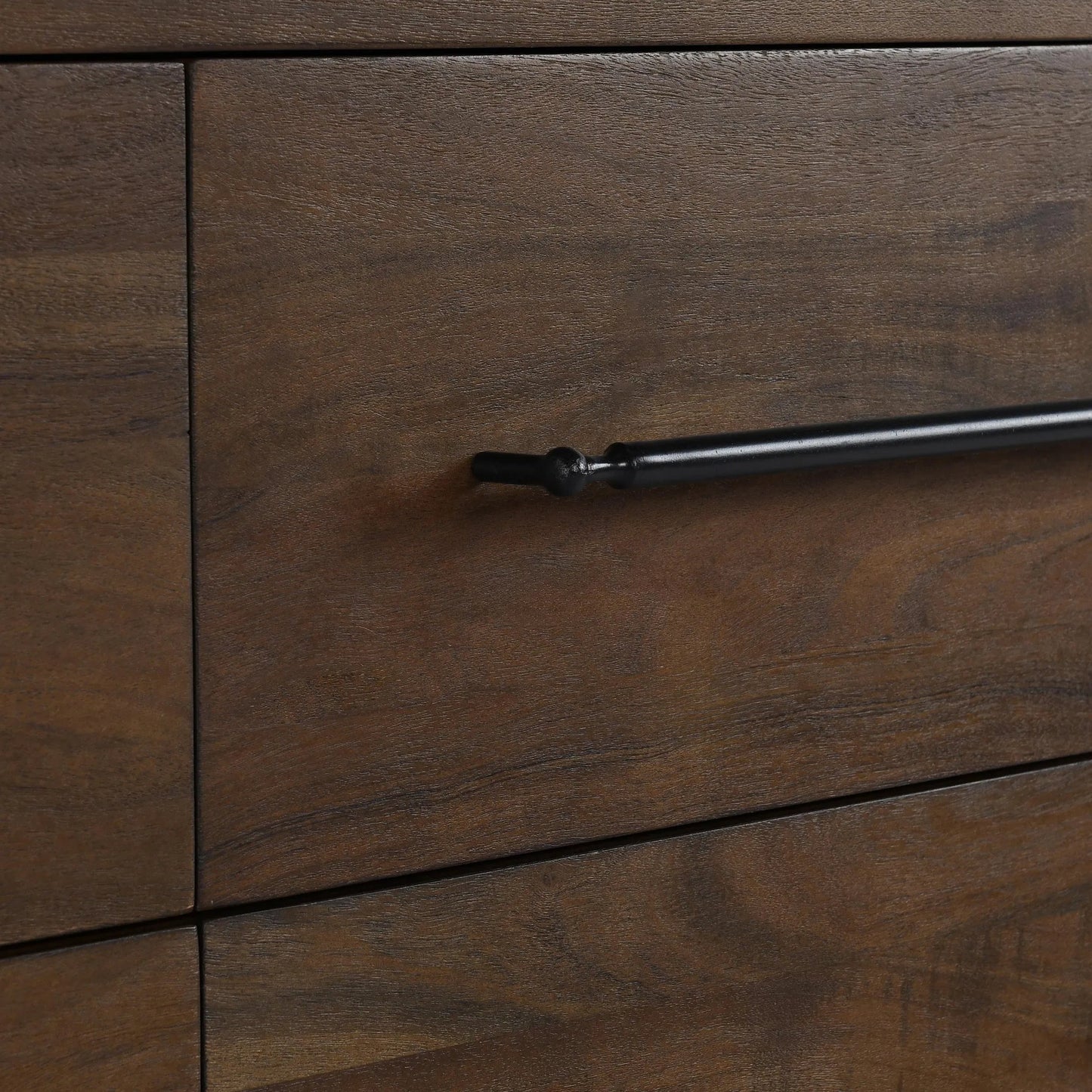010 SI-2238868 | Closeup | Jaxon Nine-Drawer Acacia Wood Dresser by Classic Home in cocoa brown. Made from acacia wood in a traditional style.