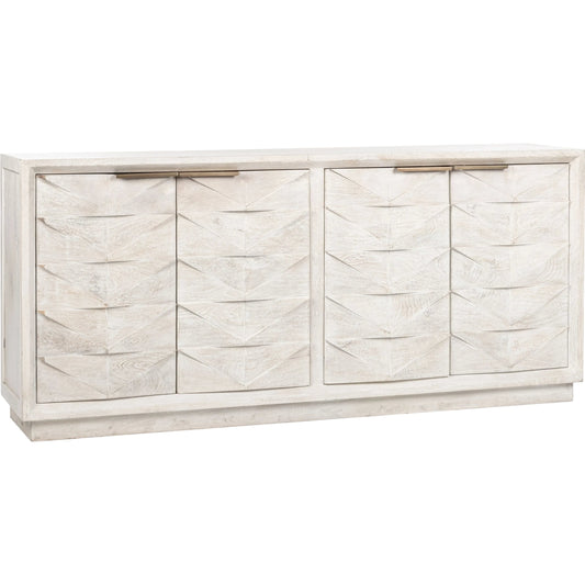 Marvin 2-Door Mango Wood Sideboard Buffet by Classic Home in whitewash. Made from mango wood in a transitional style.