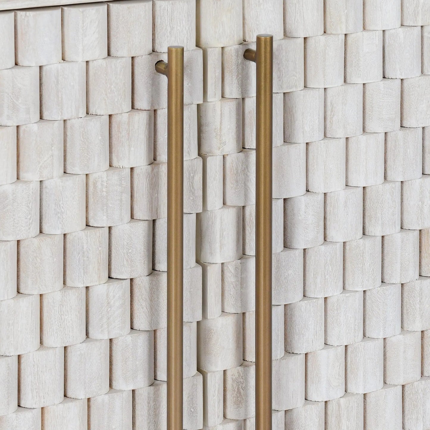 009 SI-2249249 | Closeup | Norwood 4-Door Mango Wood Buffet Sideboard by Classic Home in white wash. Made from mango wood, iron in a unique style.