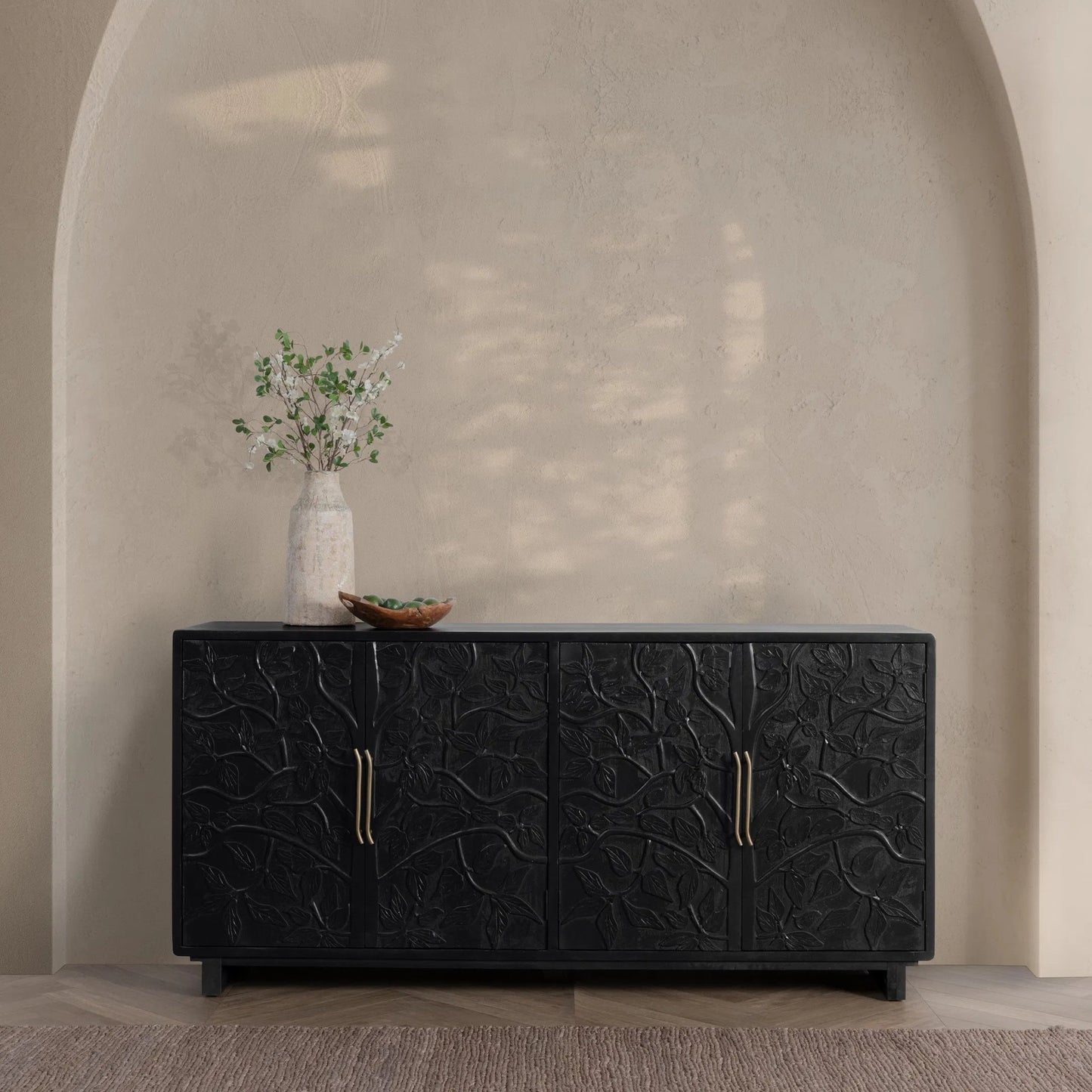 025 SI-2259104 | Lifestyle | Albero 4-Door Mango Wood Sideboard Buffet by Classic Home. Made from mango wood in a traditional style.