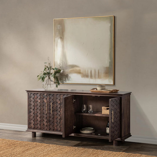 Shira Mango Wood Sideboard Buffet by Classic Home in brown. Made from mango wood in a traditional style.