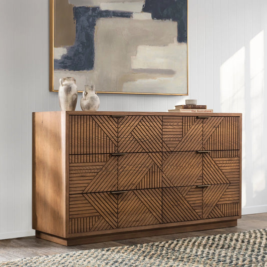 Santa Clara 6-Drawer Dresser by Classic Home in oak golden. Made from oak veneer in a modern style.