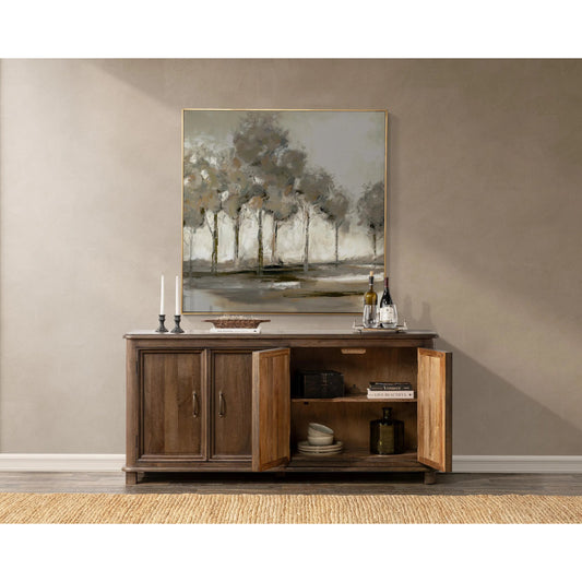 Brookside 4-Door Mango Wood Sideboard Buffet by Classic Home. Made from mango wood in a traditional style.