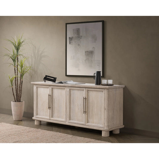 Beau Mango Wood Sideboard Buffet by Kosas Home in light mango wood. Made from mango wood in a transitional style.