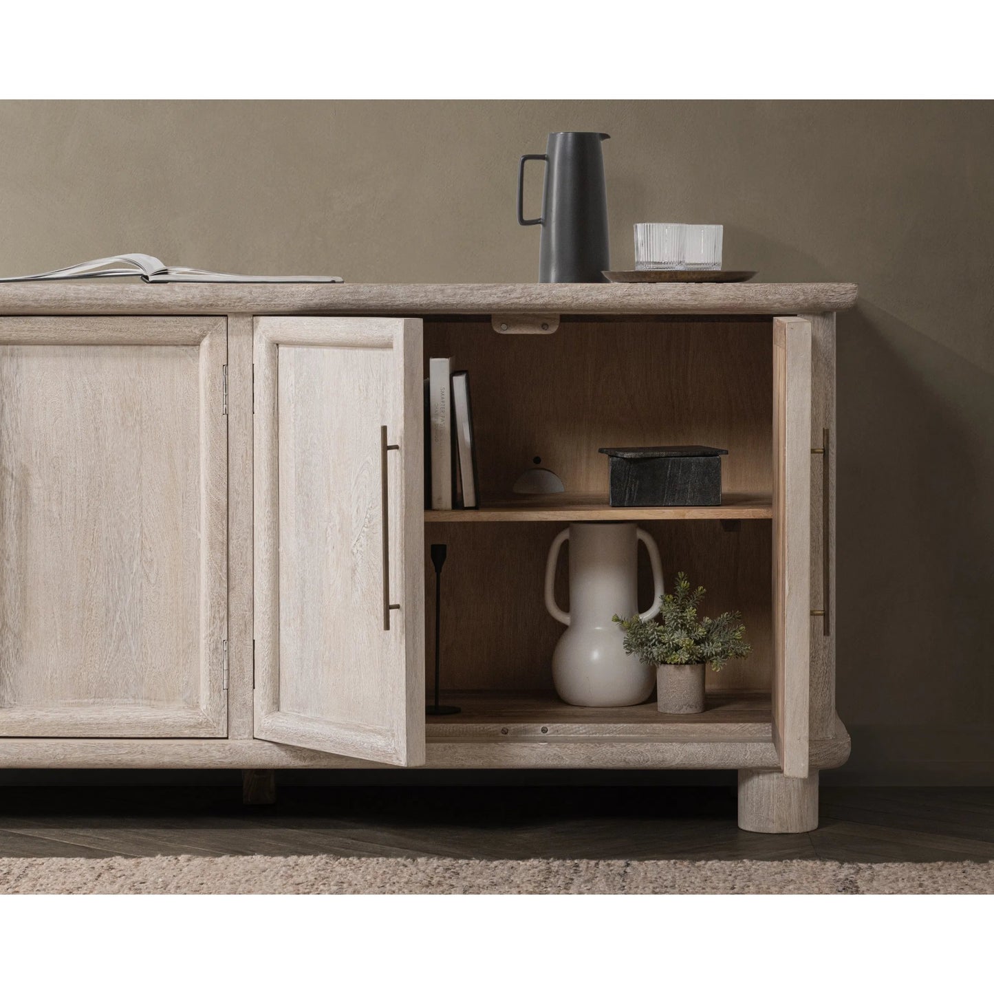 014 SI-2353735 | Lifestyle | Beau Mango Wood Sideboard Buffet by Kosas Home in light mango wood. Made from mango wood in a transitional style.