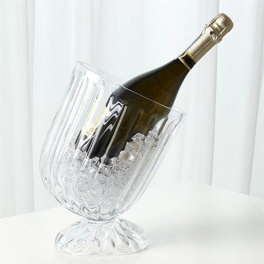 Optic Slanted Wine Chiller by Global Views. Made from glass in a transitional style.