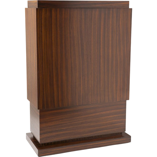 001 SR-702331 | Primary Silo | Wide Skyscraper Pedestal by Global Views in dark walnut, satin lacquer, zebra. Made from birch, mdf in a transitional style.