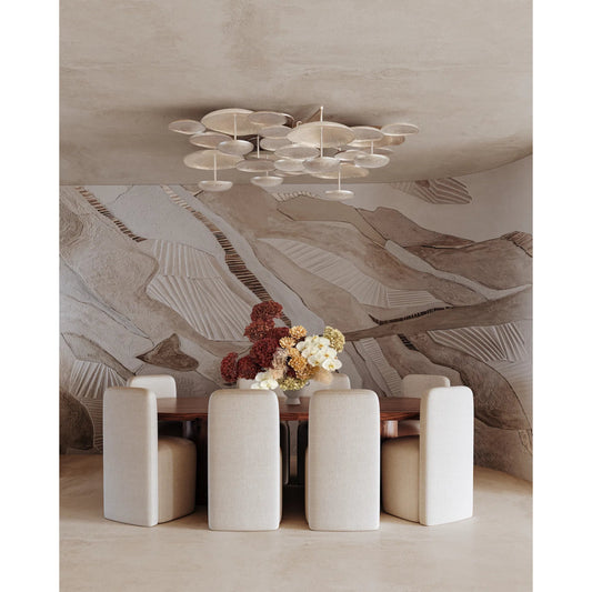 Fistral Semi Flush by Corbett in textured warm silver leaf. Made from unique in a modern style.