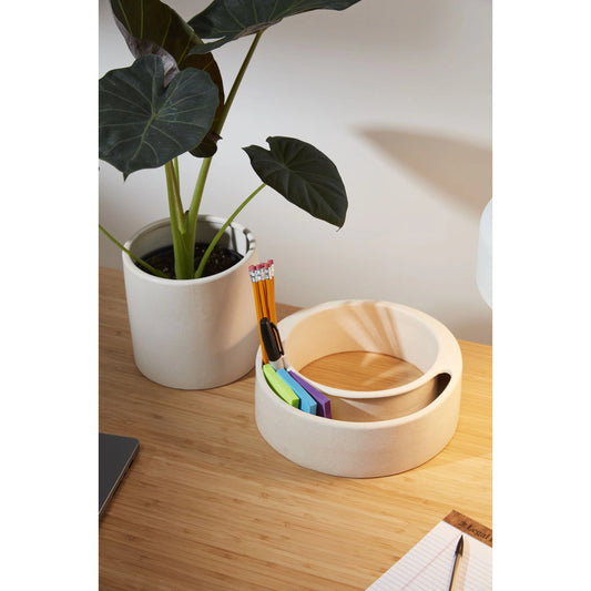 Peninsula Planter by Accent Decor in off-white. Made from ceramic in a modern style.