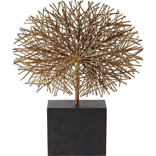 Tumble Weed Sculpture by Global Views in gold leaf. Made from iron in a modern style.