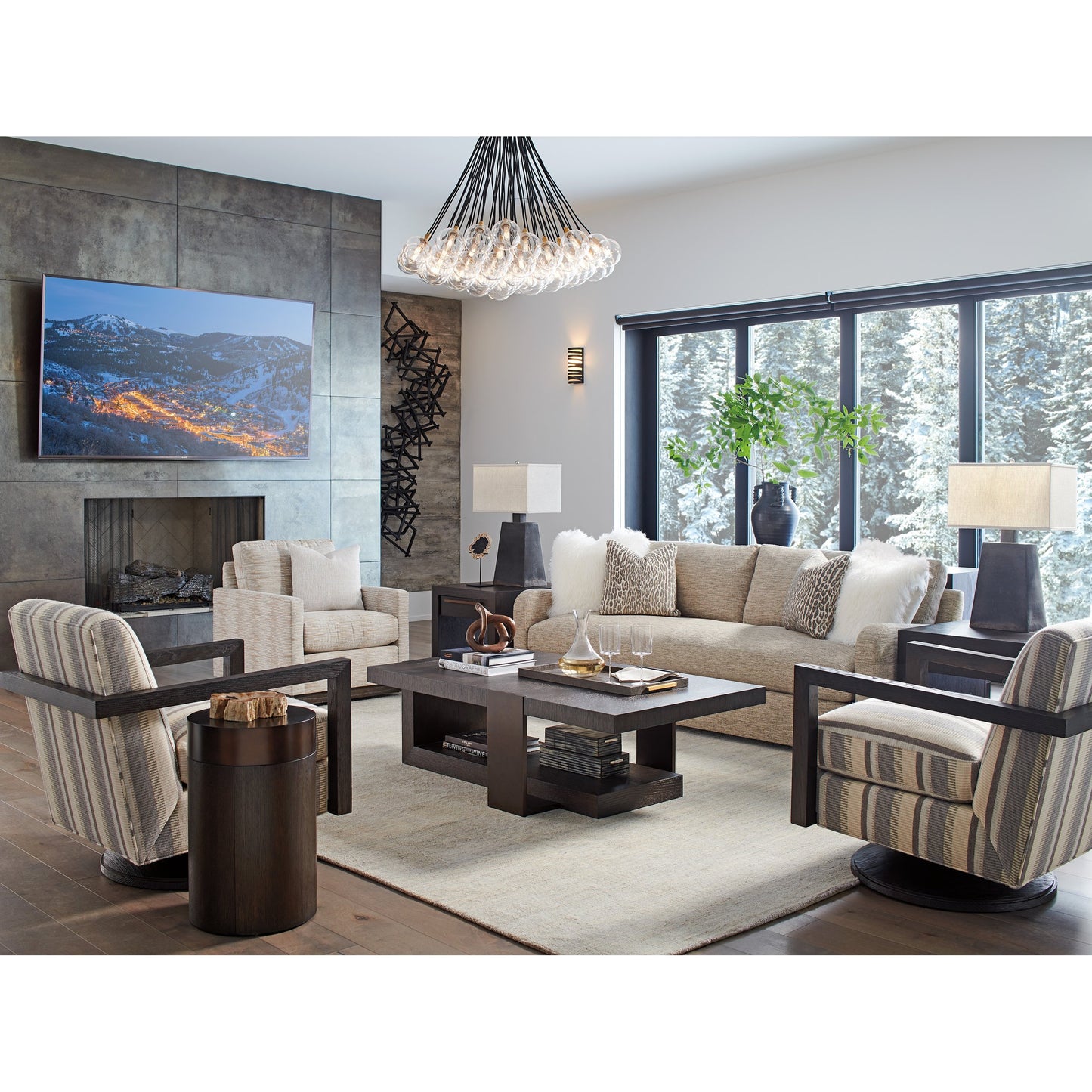 003 SI-1770654 | Lifestyle | Black Diamond Round End Table by Lexington in burnished bronze. Made from unique in a modern style.