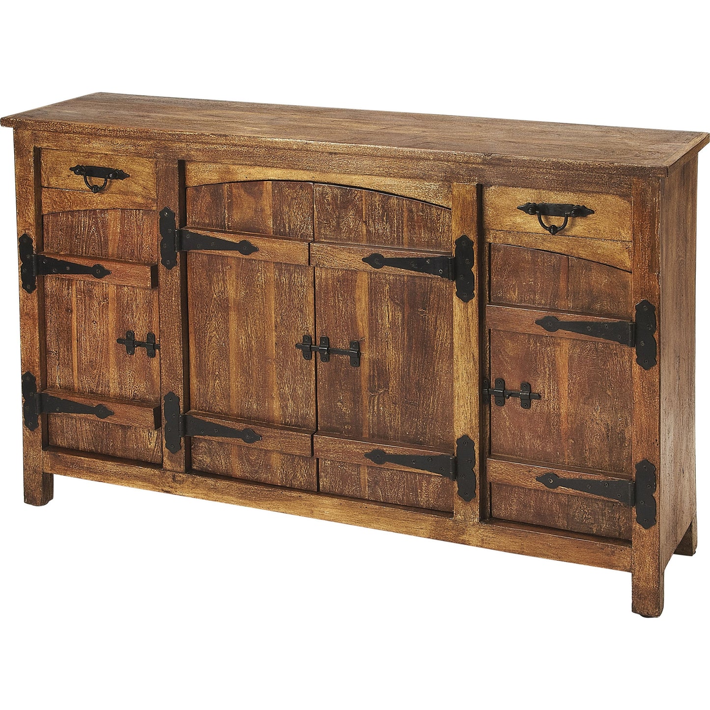 001 S-346243 | Additional Silo | Giddings Rustic Sideboard by Butler Specialty Company in medium brown and mountain lodge. Made from acacia wood solids, black finished iron hardware in a rustic style.