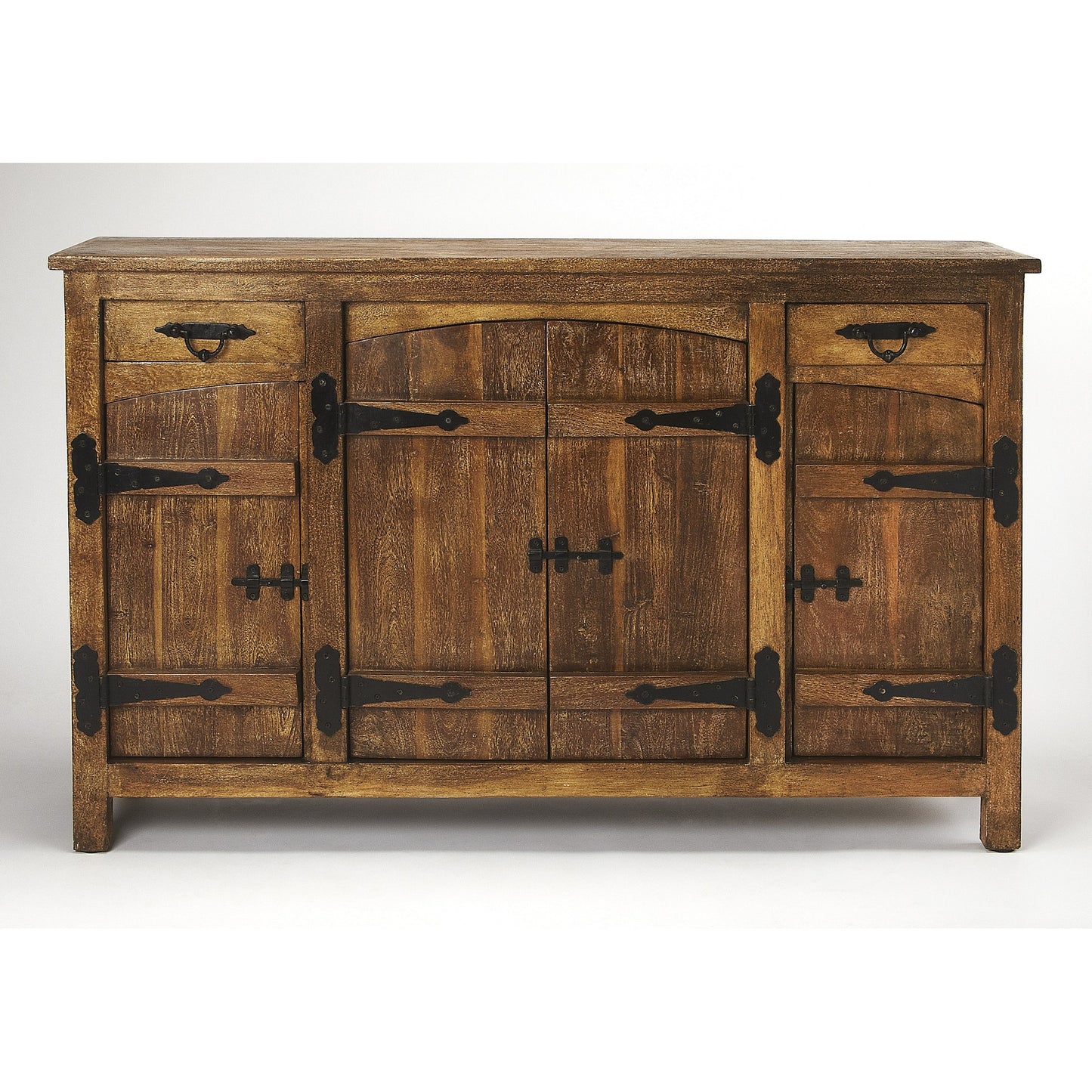 004 S-346243 | Additional Silo | Giddings Rustic Sideboard by Butler Specialty Company in medium brown and mountain lodge. Made from acacia wood solids, black finished iron hardware in a rustic style.
