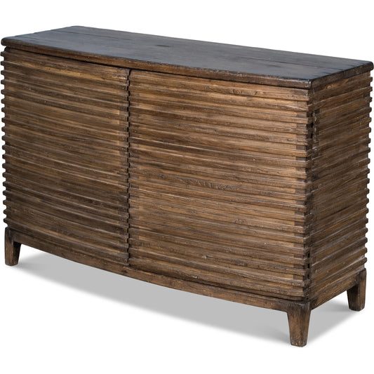 001 SR-858028 | Primary Silo | Ribbed Remington Cabinet by Sarreid Ltd. in tan and wrapped in wooden ribs. Made from pine in a modern style.