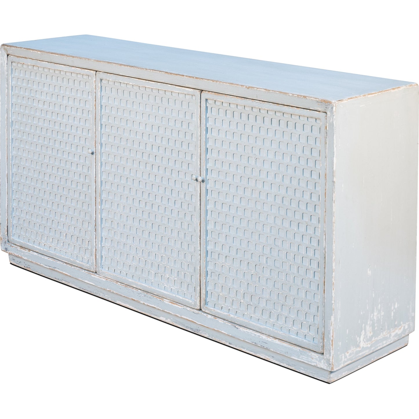 001 SR-857786 | Additional Silo | Honeycomb Front Sideboard by Sarreid Ltd. in gray and 3 removable shelves. Made from pine in a transitional style.