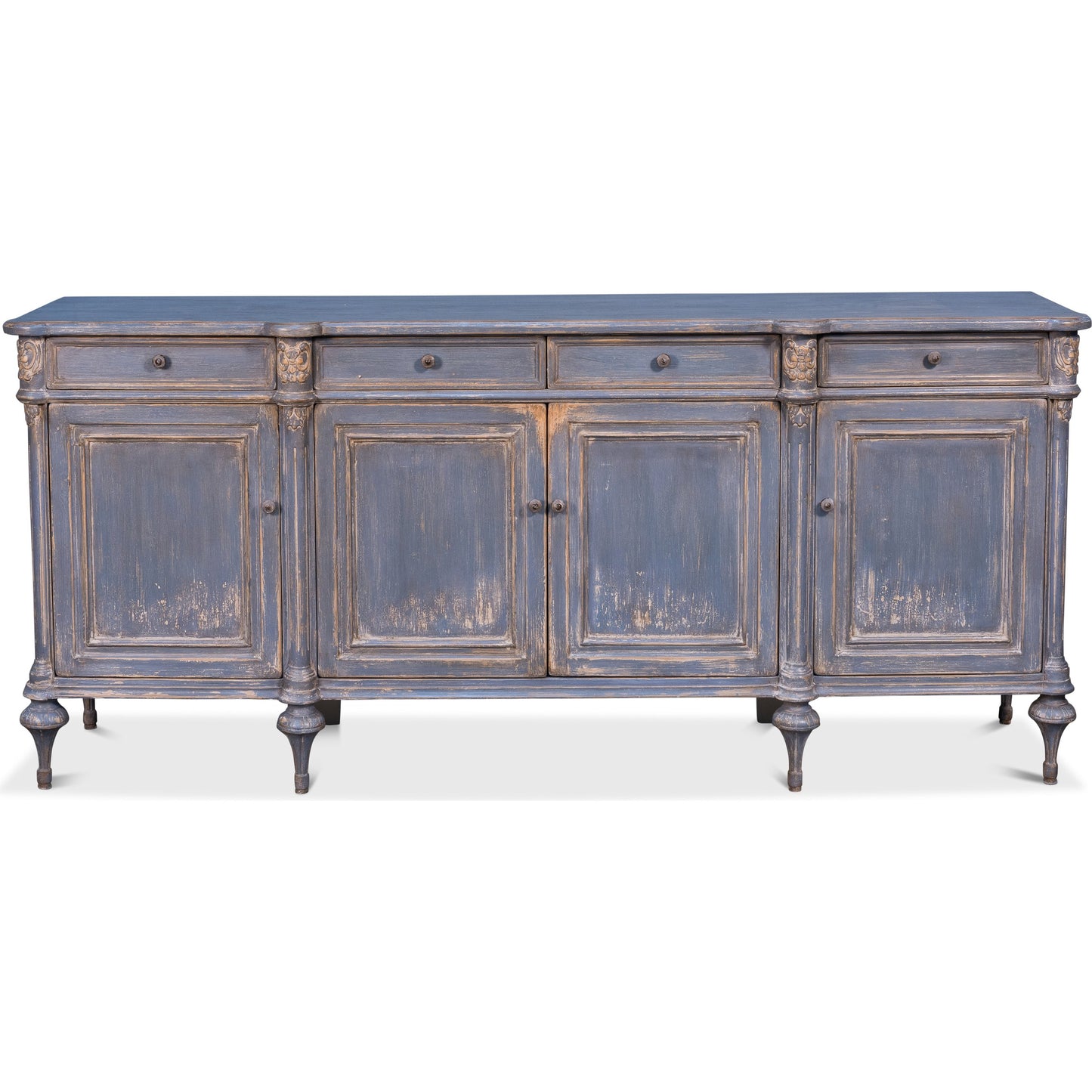 002 SR-857842 | Additional Silo | Lilac Sideboard With Highfeet by Sarreid Ltd. in blue and 4 doors 4 drawers 3 rmvbl shelves. Made from pine in a cottage & farmhouse style.