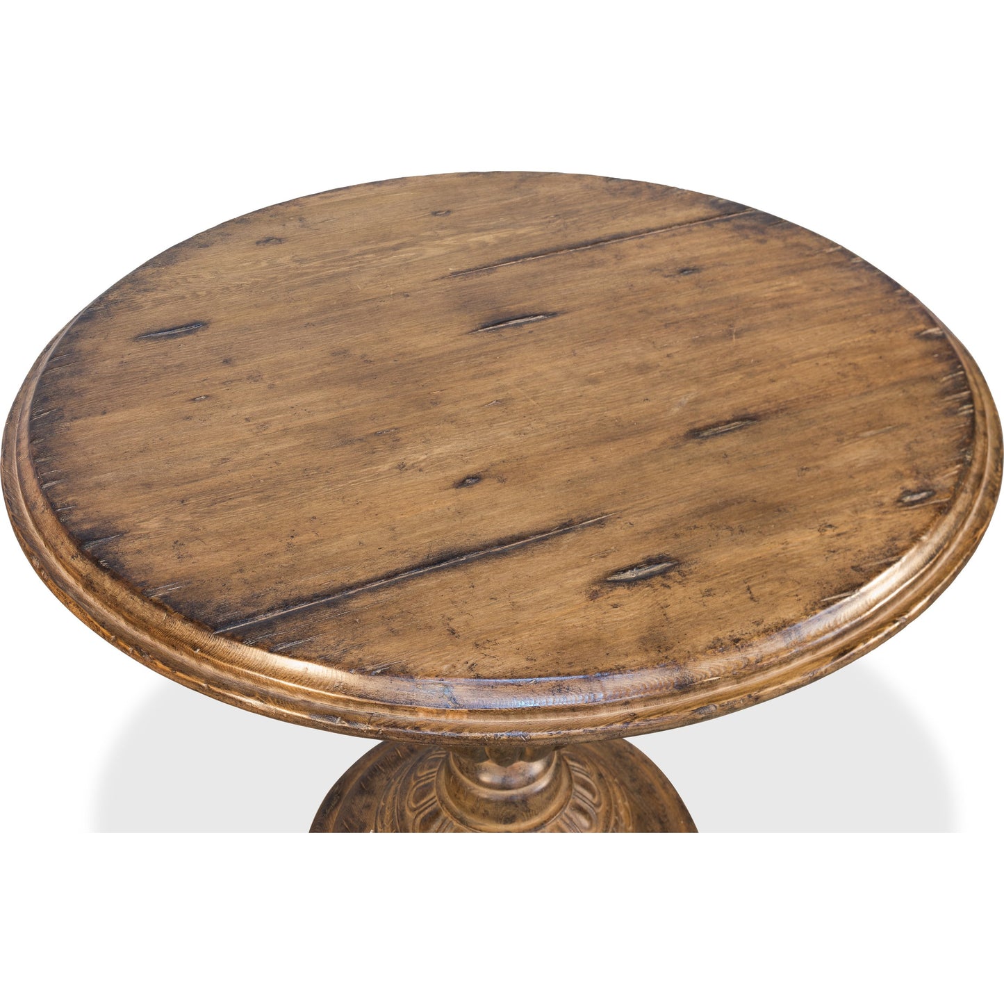 005 SR-858026 | Closeup | Renaissance Pedestal Dining Table by Sarreid Ltd. in natural. Made from pine in a rustic style.
