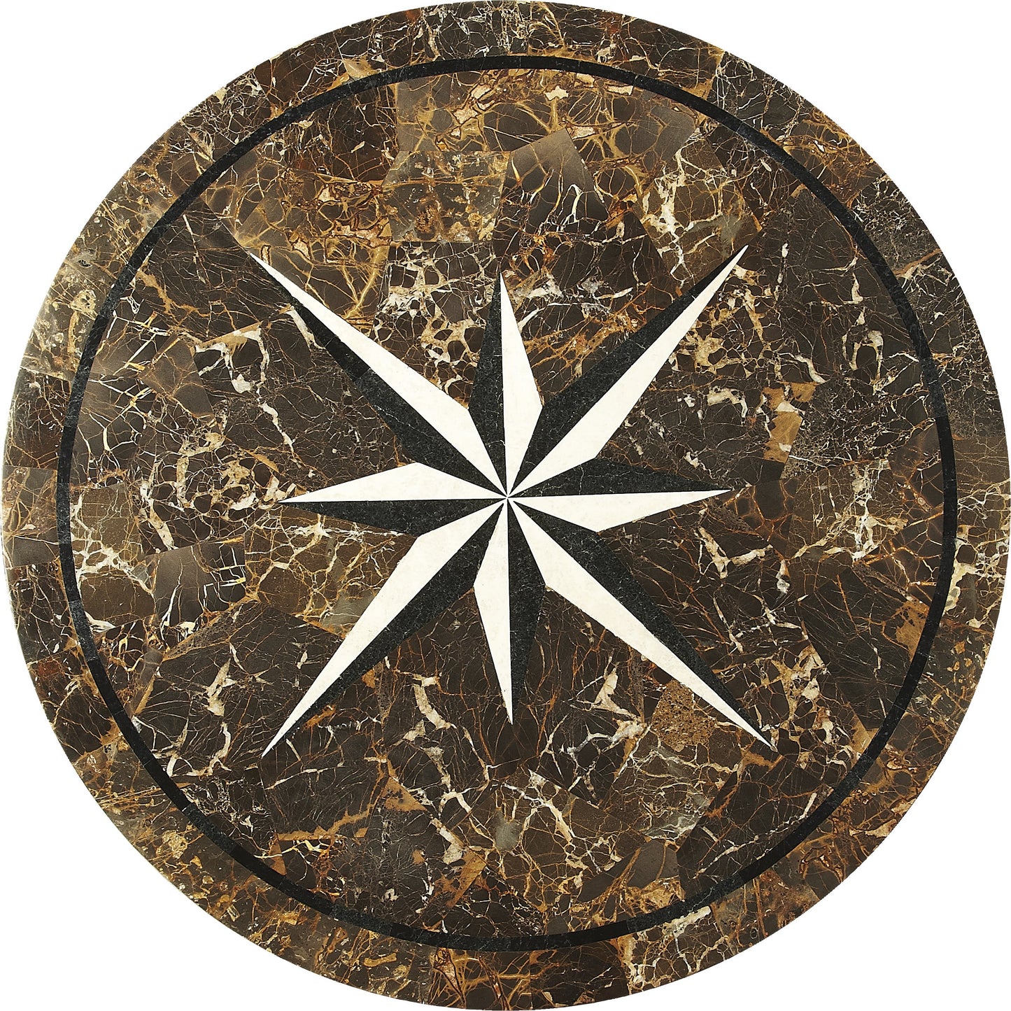 002 S-346359 | Additional Silo | Regina Fossil Stone & Metal Foyer Table by Butler Specialty Company in multi-color and metalworks. Made from silver finished metal base, fossil stone veneers in a traditional style.