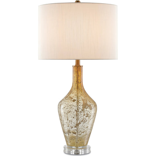 Habib Table Lamp by Currey and Company in champagne speckled glass, clear. Made from glass, acrylic in a modern style.